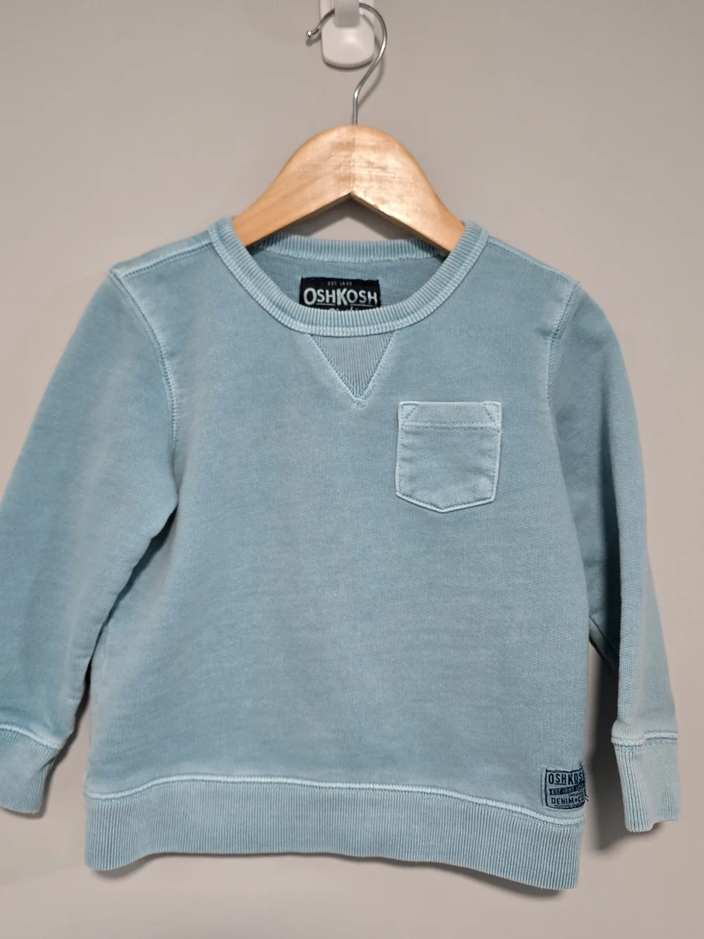 OshKosh Baby Blue Crewneck Sweatshirt with Chest Pocket